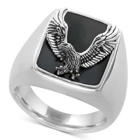 hip hop punk style unique exquisite black enamel flying eagle wings rings for men viking birthday anniversaryg party banquet