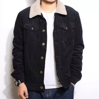 

New2022 Winter Mens Denim Jacket Fashion Men Fleece Warm Corduroy Jackets Casual Male Stand Collar Windbreaker Bomber Jackets