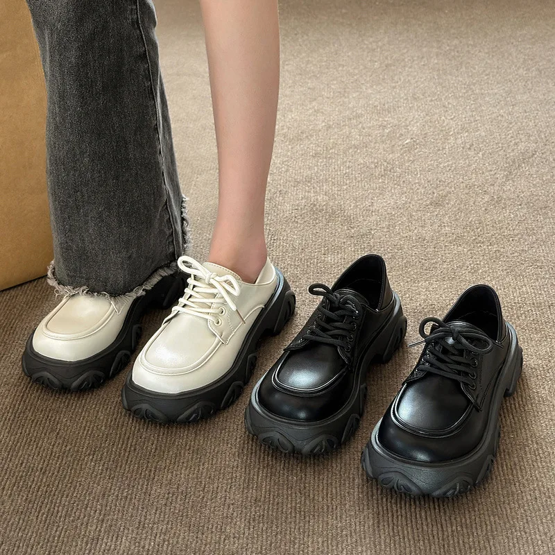 

Женские туфли-оксфорды на плоской подошве, с круглым носком