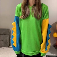 2021 women harajuku loose casual cute cosplay pullovers spring fleece hoodies strange girl kawaii dinosaur hoodies sweatshirts