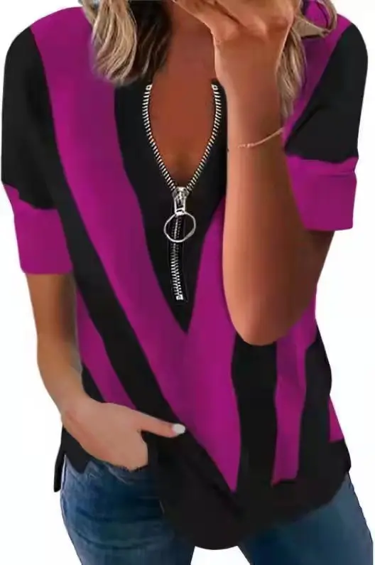 

Нет полиэстера, всесезонный другой Женский пуловер с коротким рукавом и V-образным вырезом