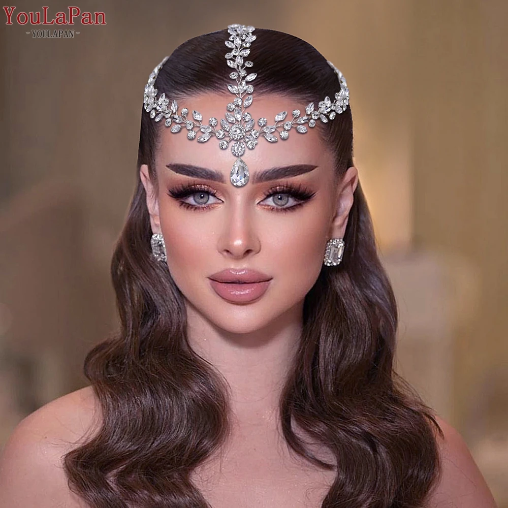 

YouLaPan Forehead Bridal Headband Water Drop Headdress Bohemian Bride Headpiece with Combs Woman Wedding Hair Accessories HP541