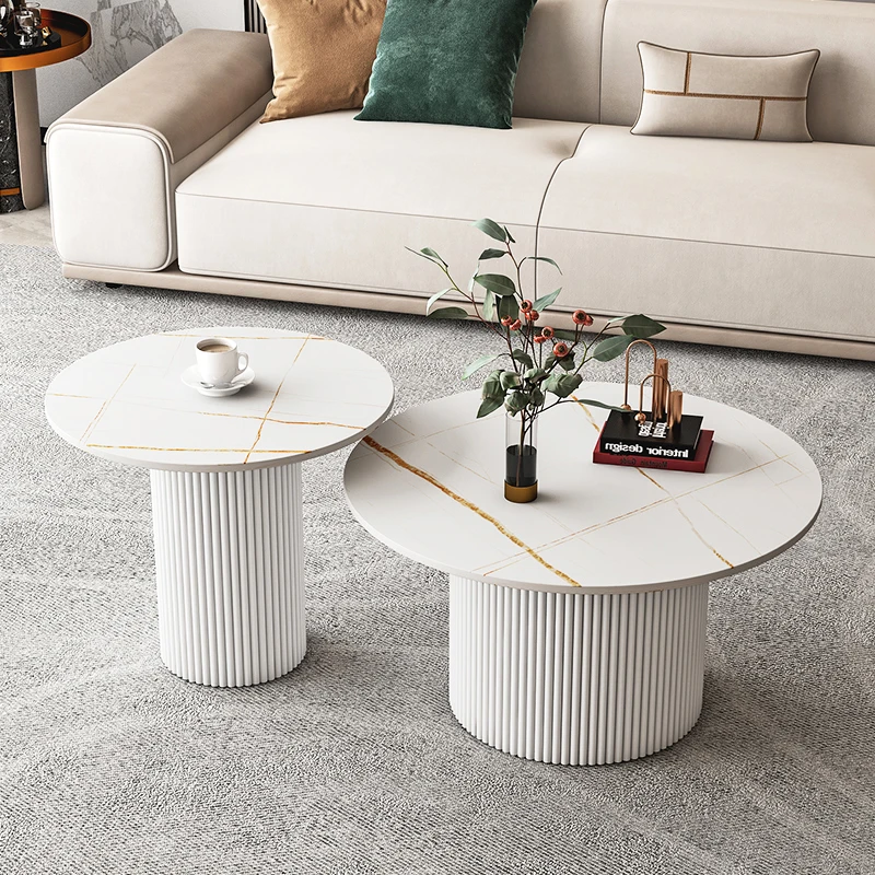 

Кофейный столик в скандинавском стиле с мраморным рисунком, современный круглый черный минималистичный дизайнерский кофейный столик для гостиной, белый Muebles, домашние предметы