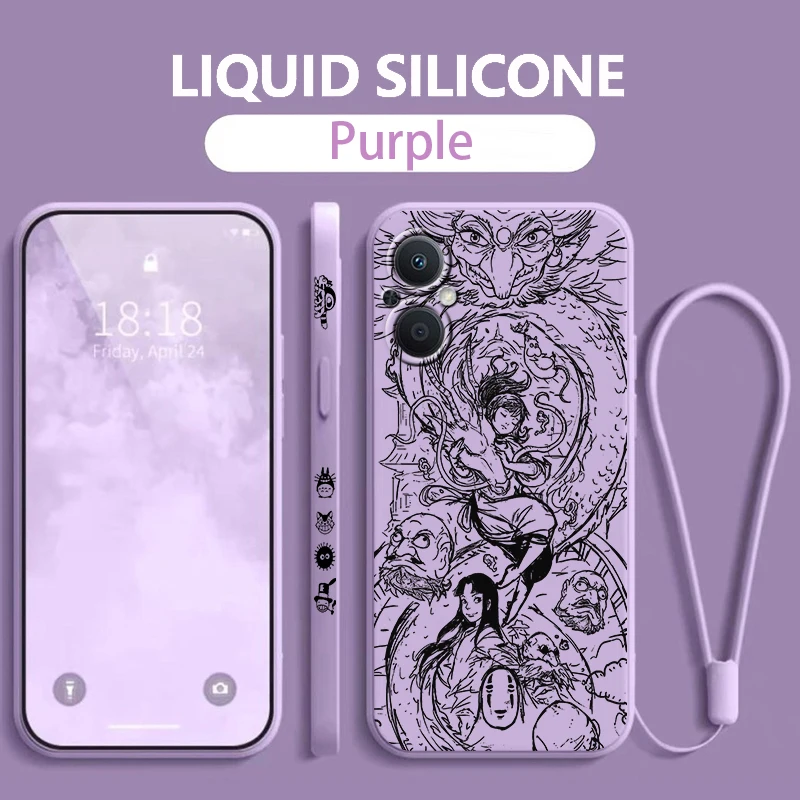 

Spirited Away No face man OPPO Phone Case For Find X5 X3 X2 Lite Pro Neo A5 A53 A94 4G 5G Liquid Left Rope Soft Cover