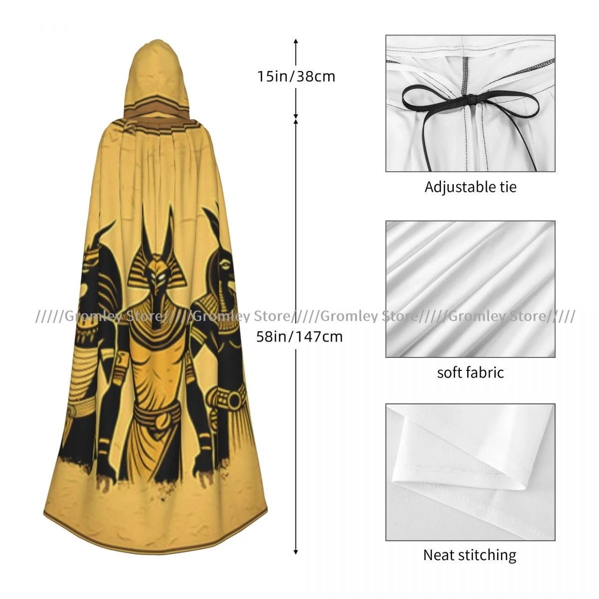 Унисекс плащ на Хэллоуин гранги египетские боги Анубис Хорус накидка с капюшоном