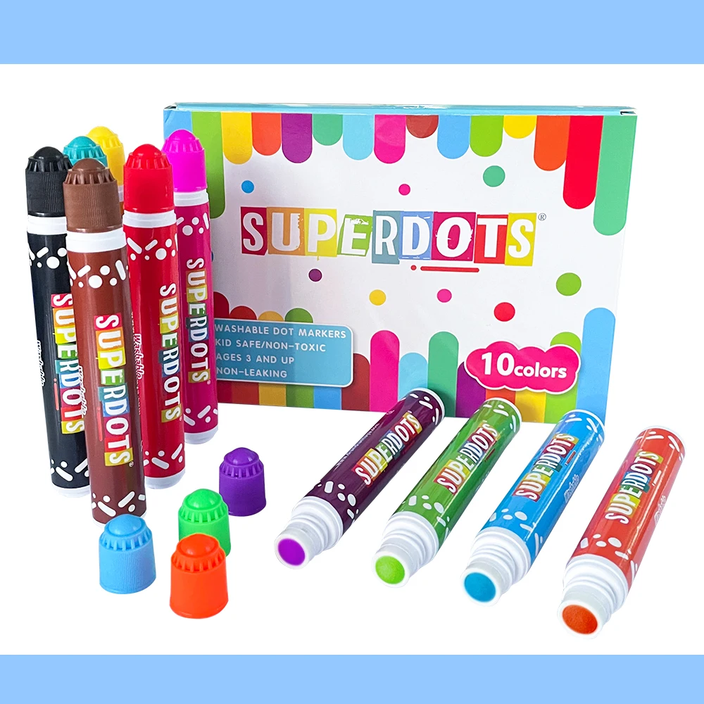 10 Color SUPER DOTS Doodle Graffiti Pen for Toddlers Water Color Pen Art Writing Painting Magic Pens Kids Learning Toys