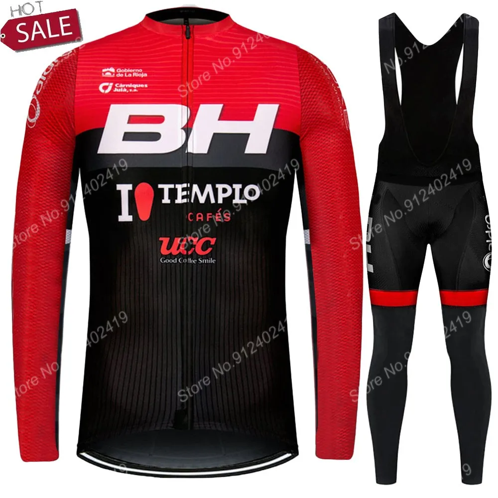 New Summer BH Pro Team 2021 Cycling Jersey Set Clothing Suit Spain Mens Long Sleeve MTB Bike Road Pants Bib Ropa Ciclismo
