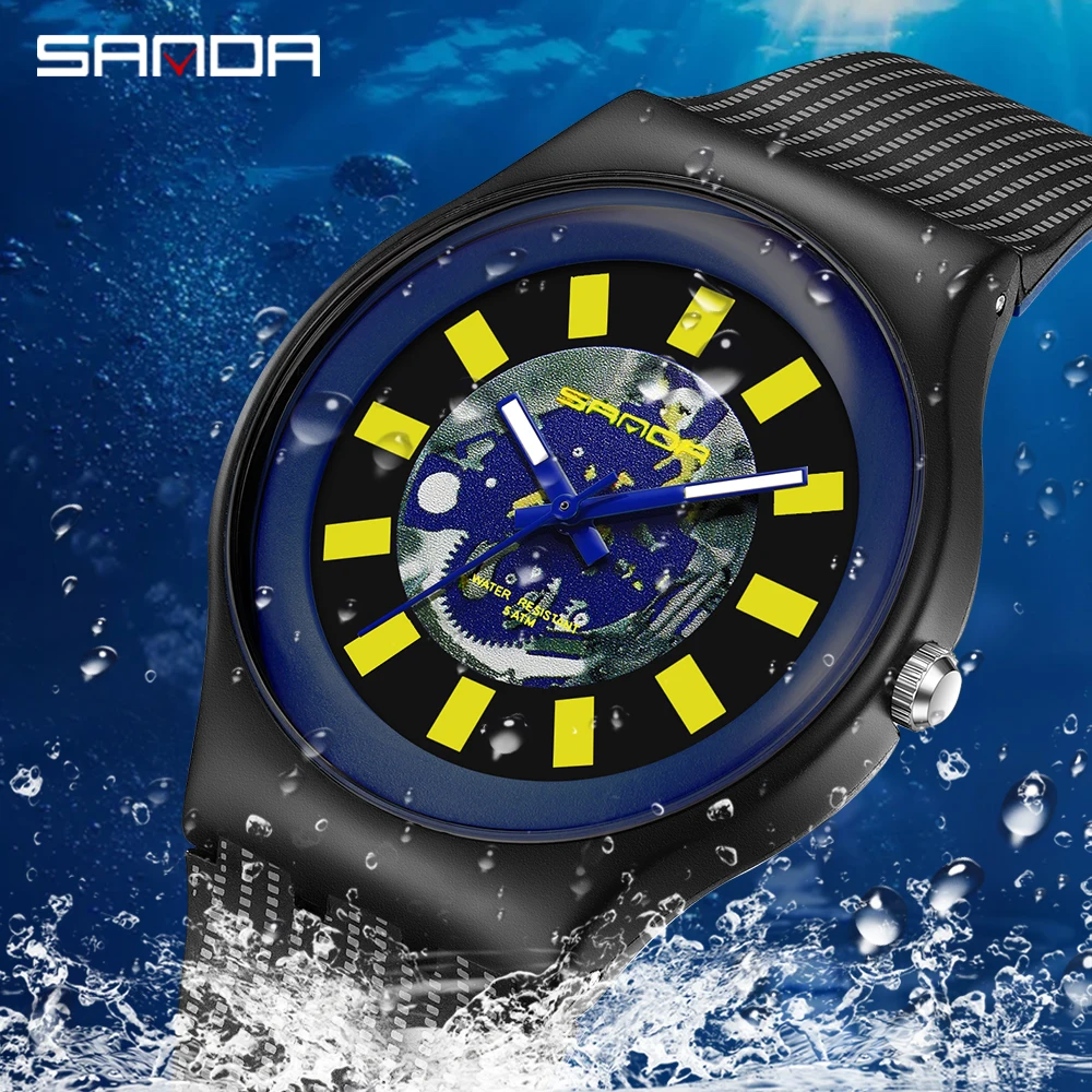 SANDA 2023 New Casual Men's Watches Fashion Quartz Watch 50M Waterproof Wristwatch For Man Shock Clock relogio masculino 3207