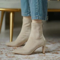 women autumn fashion high heel zip ankle boots 2021 ladies new comfortable casual boots female original design shoes plus size