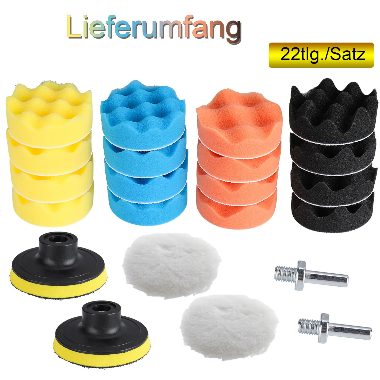 

22pcs/Set Car Polishing Pads Kit Wave Sponge Mats With Disc Car Beauty Care Waxing Detail Cleaning For Polisher Drill Adapter
