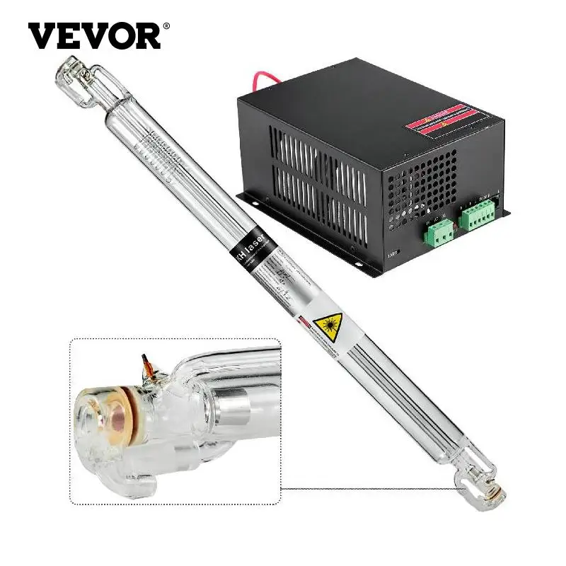 

VEVOR 60W Glass Laser Tube and 60W Laser Power Supply Kit 1000mm Length CO2 Laser Engraver for Laser Cutter Engraving Machine