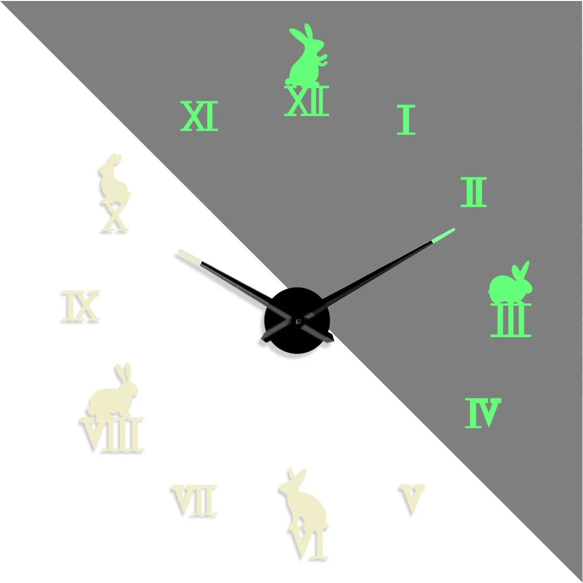

Rabbit DIY Roman numerals creative Different Frameless Luminous Wall Clock Girls Bedroom Home decoration Modern gifts