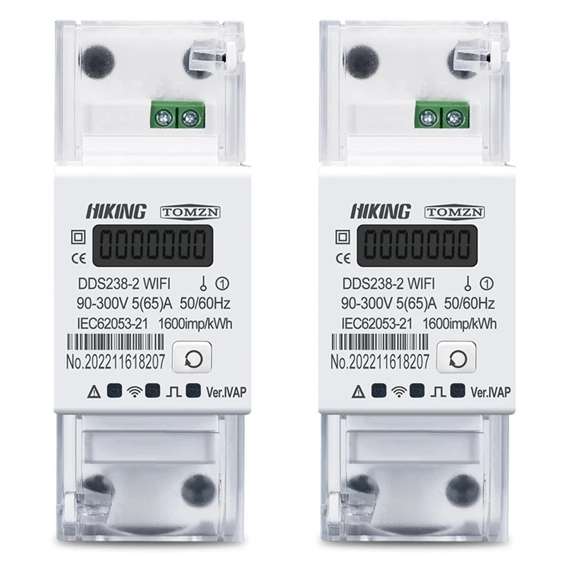 

Умный двунаправленный измеритель энергии TOMZN 2X 1P + N 65A Tuya Wi-Fi, таймер, монитор энергопотребления, измеритель кВтч, ваттметр