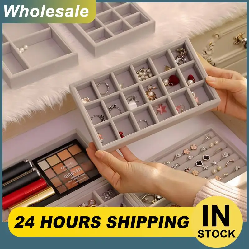 

10pcs New Desinged Jewelry Organizer Stand Box Velvet Ring Watch Earring High Capacity Box Accessory Display Case