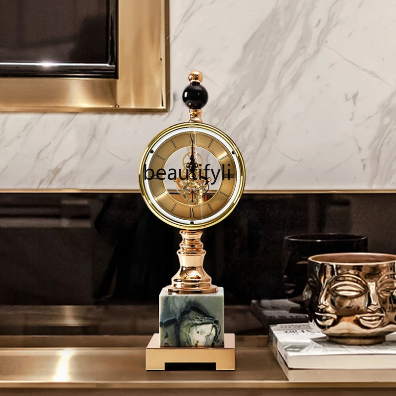 

Yj, европейские настольные часы люкс с мраморным рисунком, часы, предметы интерьера, украшения