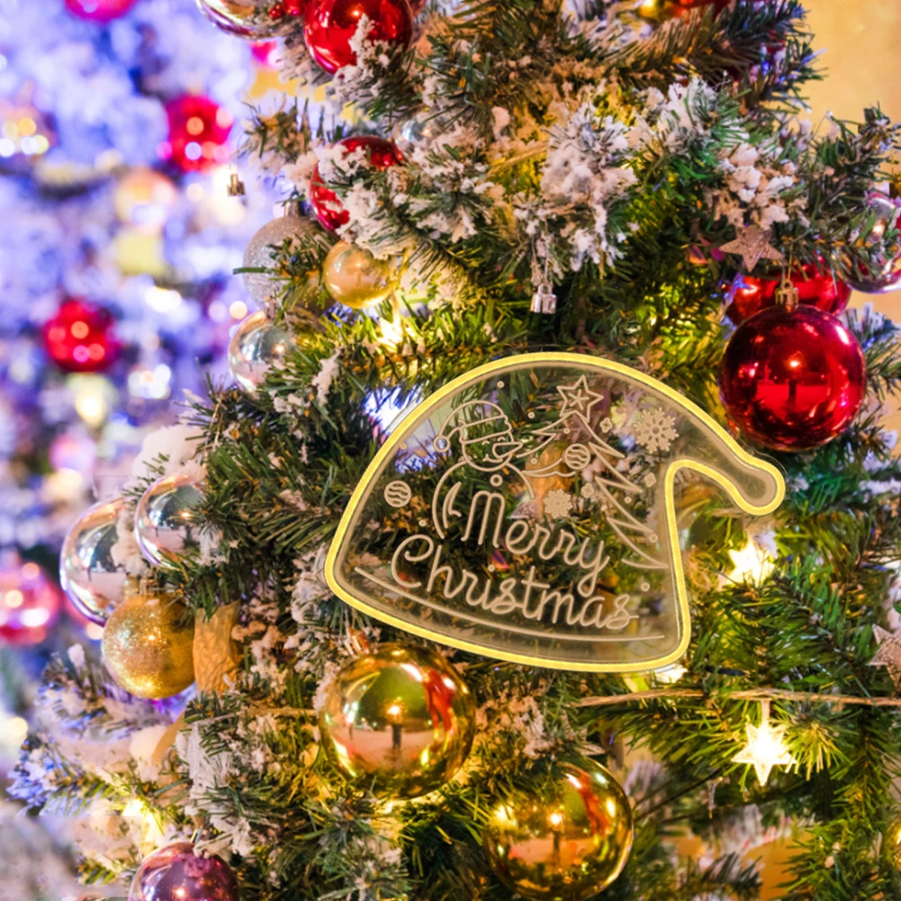 

Рождественская шляпа, неоновая настенная лампа, устойчивая к высоким температурам, 3D атмосферная лампа, экологичное освещение, вывеска для ...