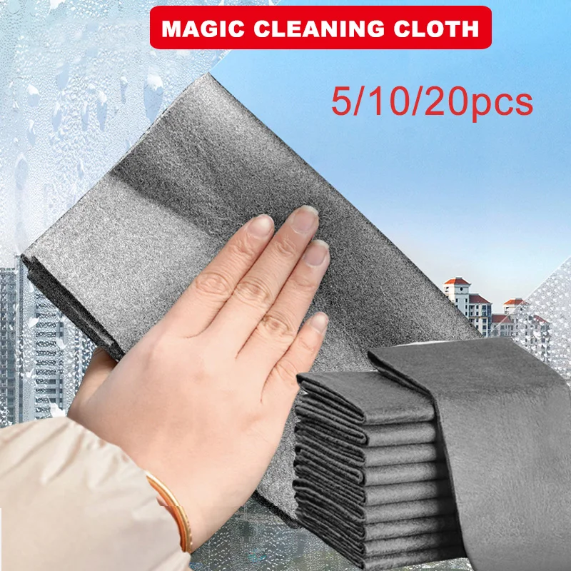 

5/10/20Pcs Magic Cleaning Cloth Thickened Reusable Microfiber Car Glass Wiping Rags No Watermark Windows Mirror Kitchen Towel