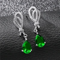 elegant lady simple emerald drop zirconia earrings party wedding earrings