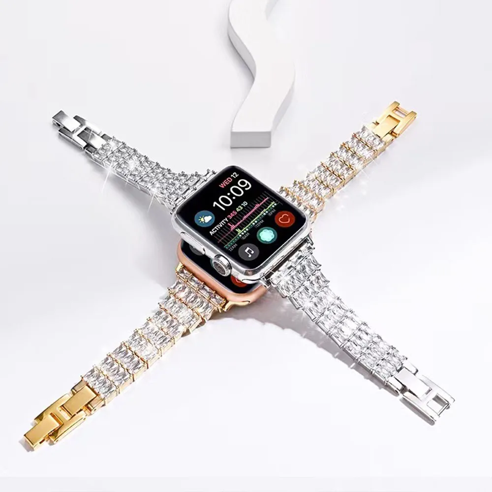 Luxury Metal Strap for Apple Watch Band 44mm 40mm Series 49mm 45mm 41mm 42mm 38mm Diamond Bracelet for Iwatch Ultra 8 7 6 5 4 SE