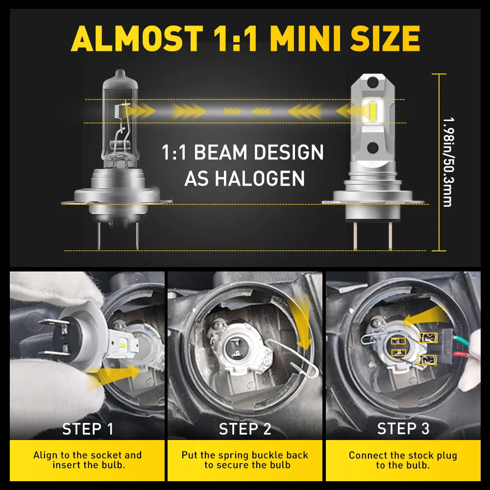 2 шт. беспроводные лампы для автомобильных фар H7 6500 К