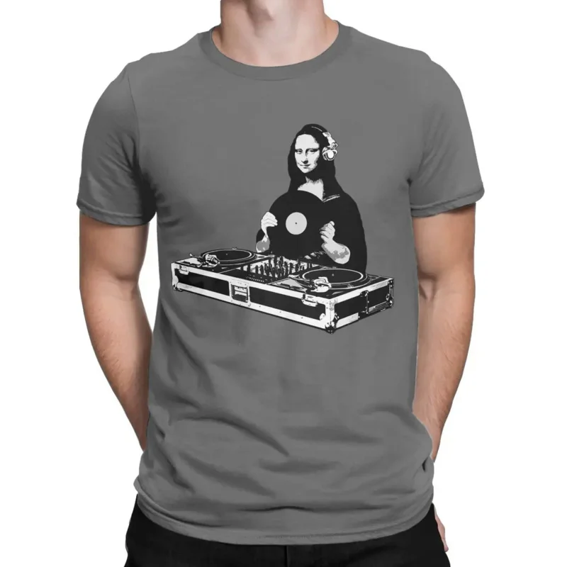 

Мужская футболка DJ Mona Lisa, одежда из чистого хлопка, смешная футболка с коротким рукавом и круглым вырезом, футболки для подарка