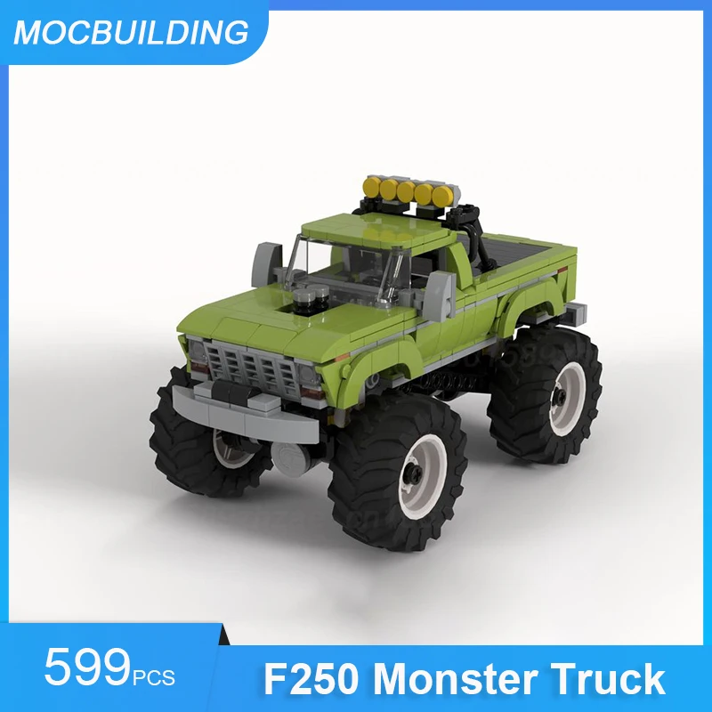 

Bigfoot #1 F250 Monster Truck in Lime Green Model MOC Building Blocks DIY Assemble Bricks Educational Creative Toys Gifts 599PCS