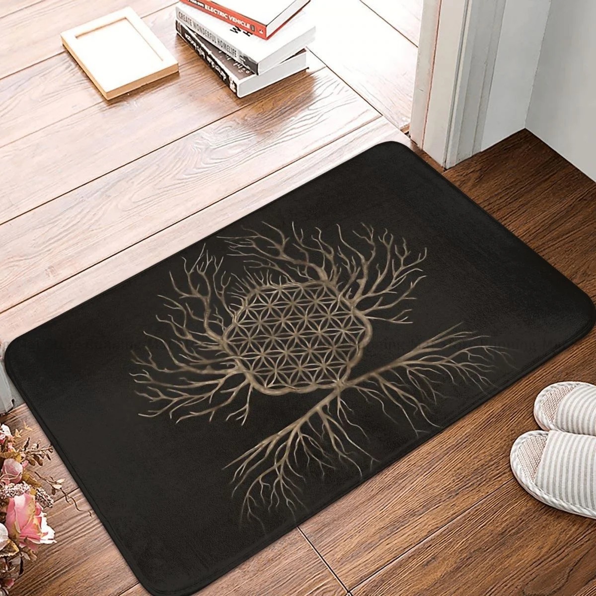 

Vikings Bathroom Non-Slip Carpet Flower Of Life In Tree Of Life Living Room Mat Entrance Door Doormat Home Decor Rug