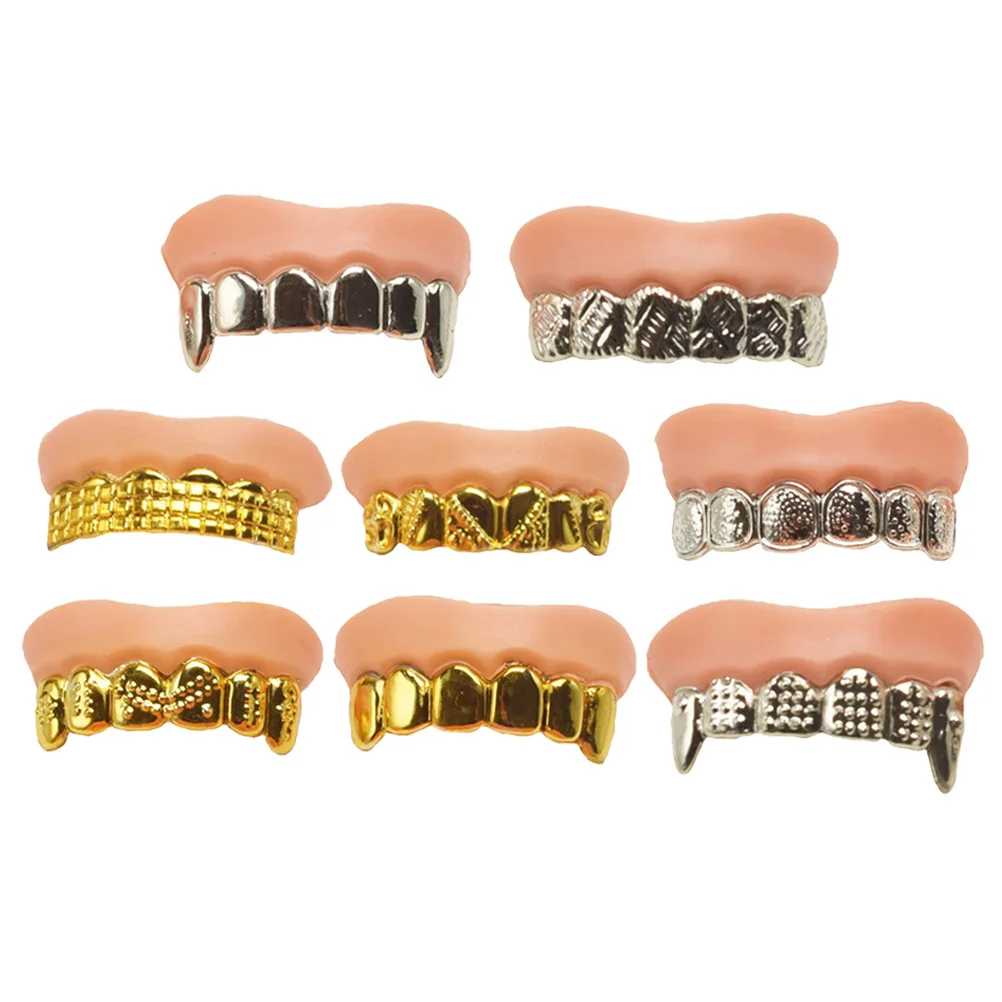 

8 Pcs Halloween Dentures Plastic Playes Simulated Fake Teeth Toy Plating Zombie