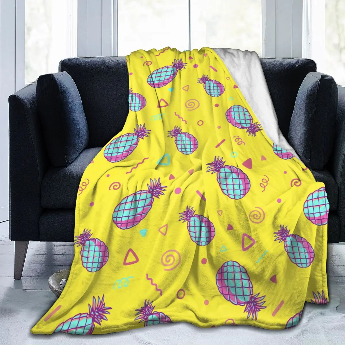 

Flannel Blanket Yellow Pineapples Pattern Soft Thin Fleece Blanket Bedspread Cover for Bed Sofa Home Decor Dropship