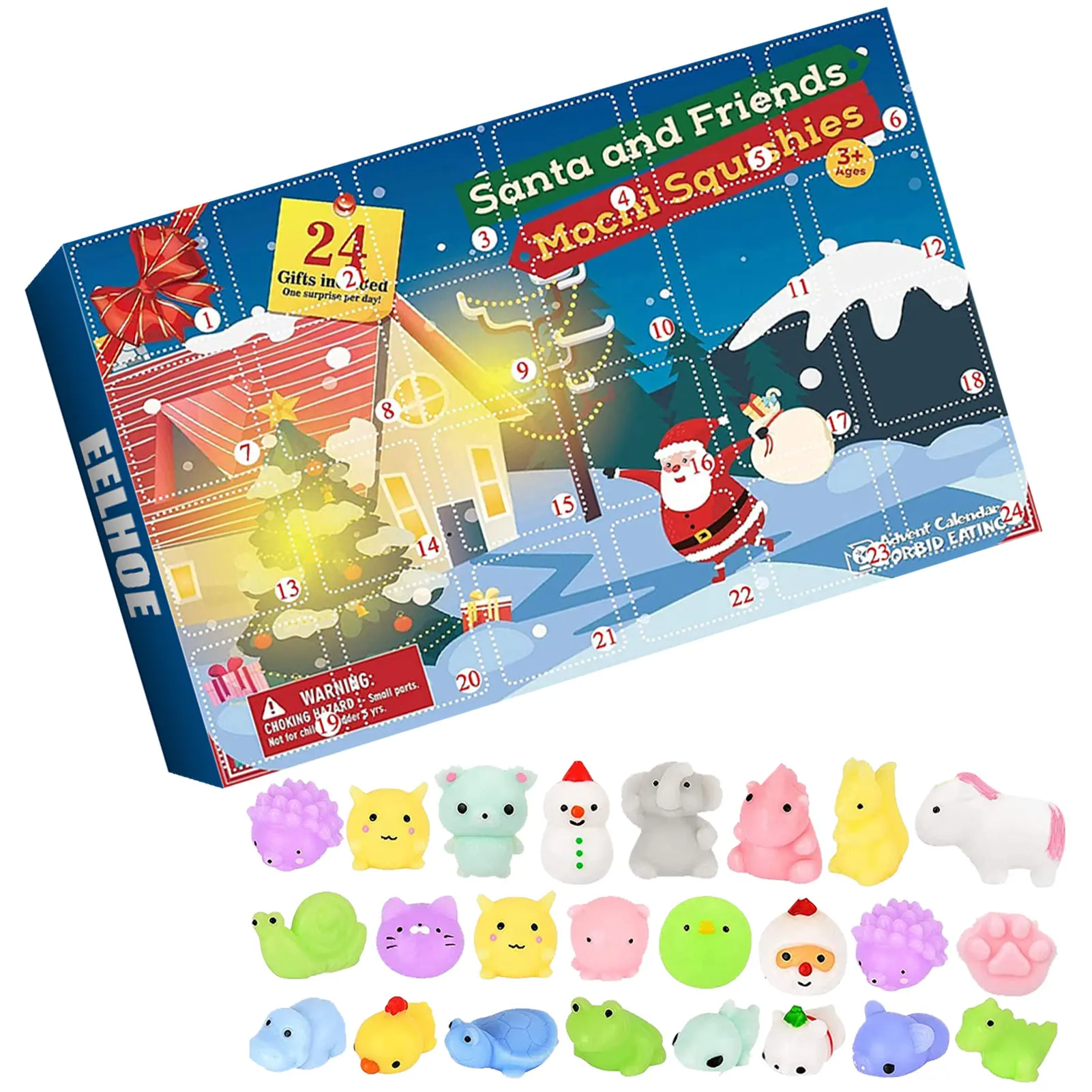 Christmas Advent Calendar Toy Box 24pcs Set Cute Snowman Mochi Animal 2022 New Year Countdown Stress Relief Kid Gift - купить по