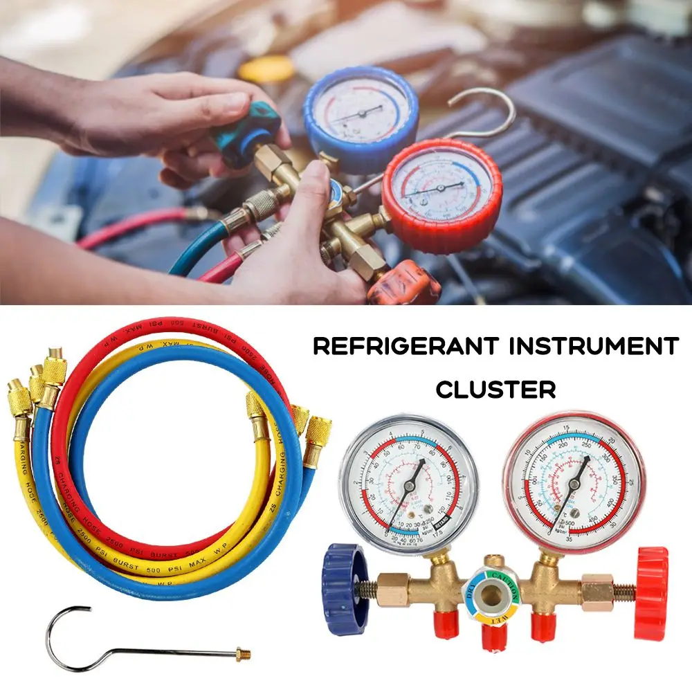 

Adapter Adjustable Couplers Refrigerant Manifold Gauge Set with Hose and Hook Air Conditioning Tools Car AC Gauge Set