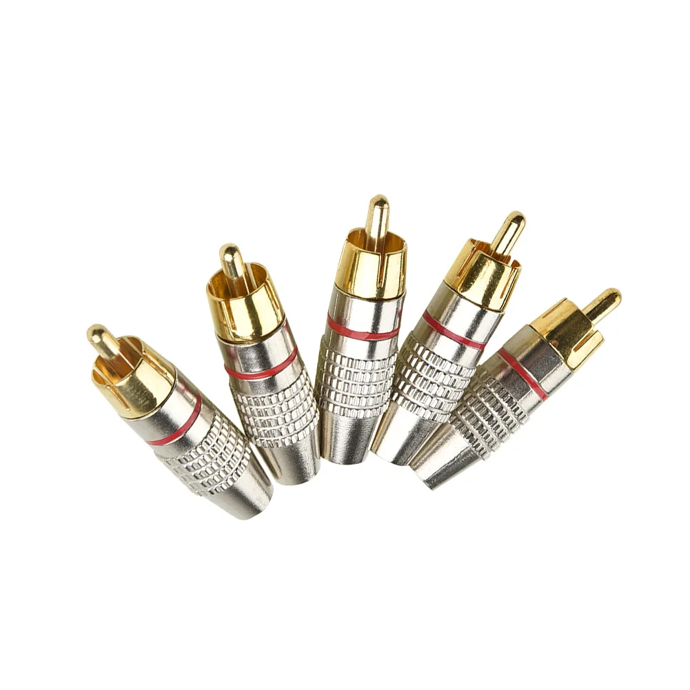 

Male RCA Plugs Accessory Great 10Pcs Cable Connector Gold Plated Metal Adapters Video Locking 11x45mm High Grade