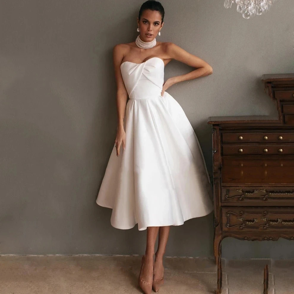 

2023 Simple Wedding Dresses Women's Short Curto White Plus Size Bridal Gowns Knee Length Princess Vestidos De Noiva свадебное пл
