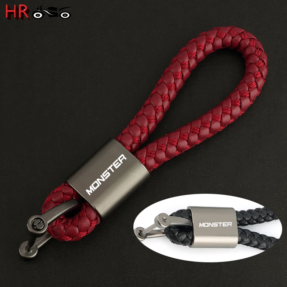 

New Fashion Motorcycle Leather Rope Keychain For Ducati Monster 696 795 796 797 821 937 S2R 800 Keyring Key Chain Accessories