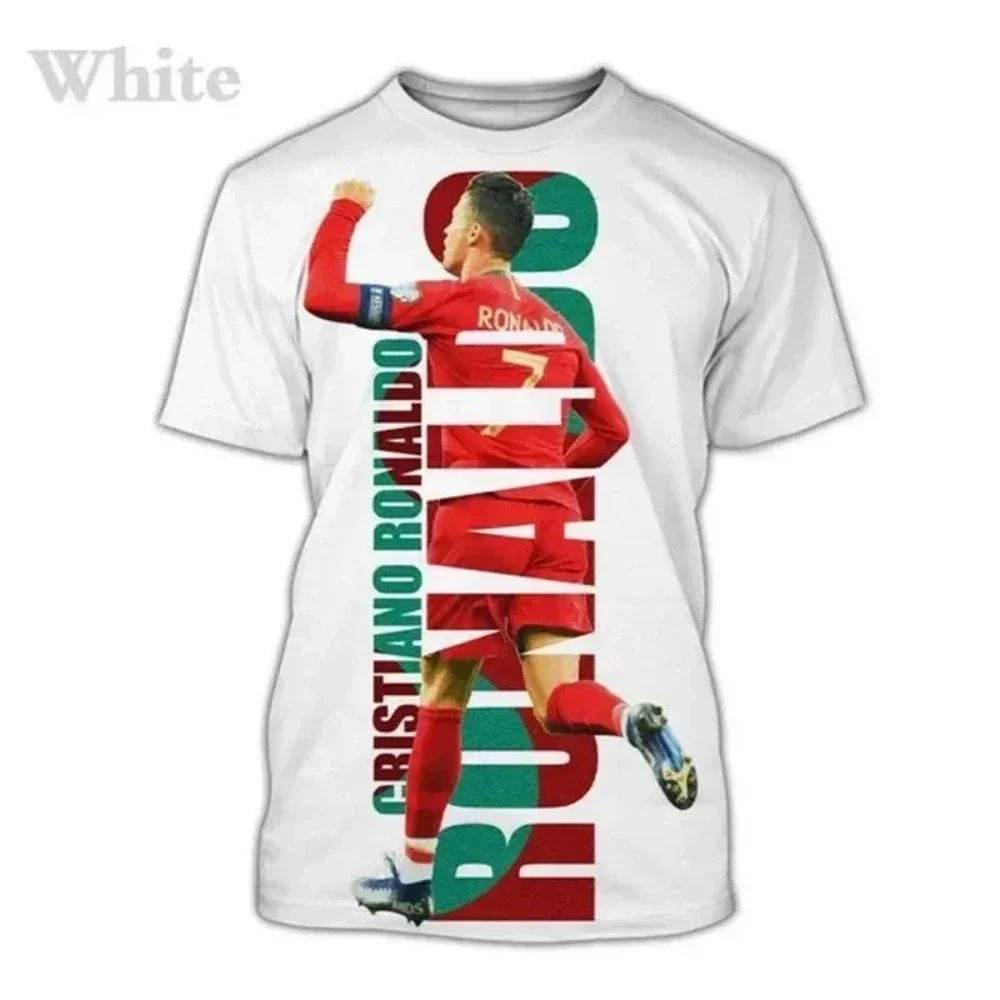 2024 Summer New Fashionable Football Star Cristiano Ronaldo 3D Printed T-shirt Men's Super Large Round Neck Short Sl