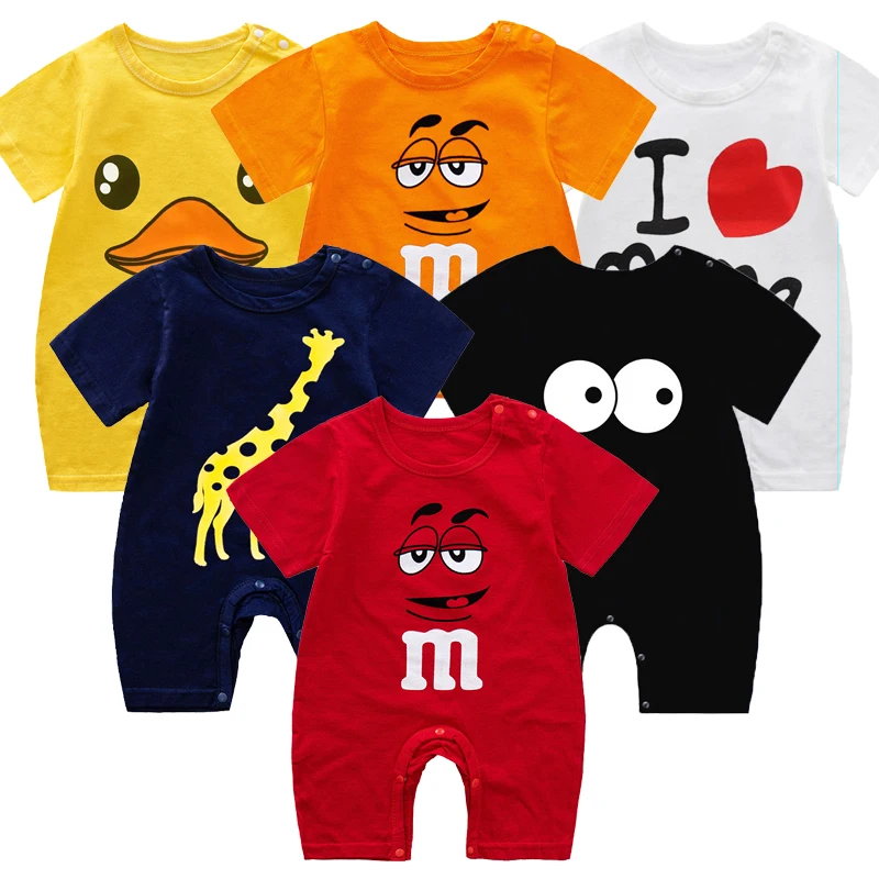 

New Born Baby Summer Short Sleeved Rompers Infant Baby Boys Girls Cartoon Cotton Jumpsuit Thin Clothes Baby Boy One Piece Outfit