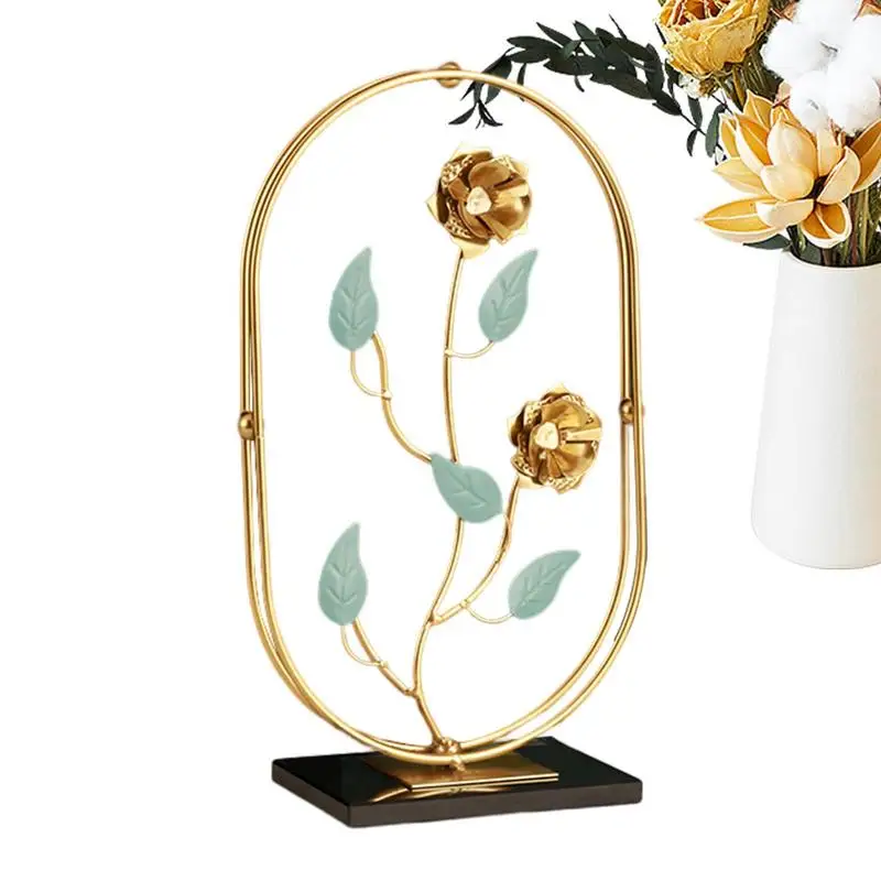

Light Luxury Gold Iron Flower Sculpture Unique Elegant Tabletop Decoration For Offices Bedrooms Living Rooms Homes Dining Rooms