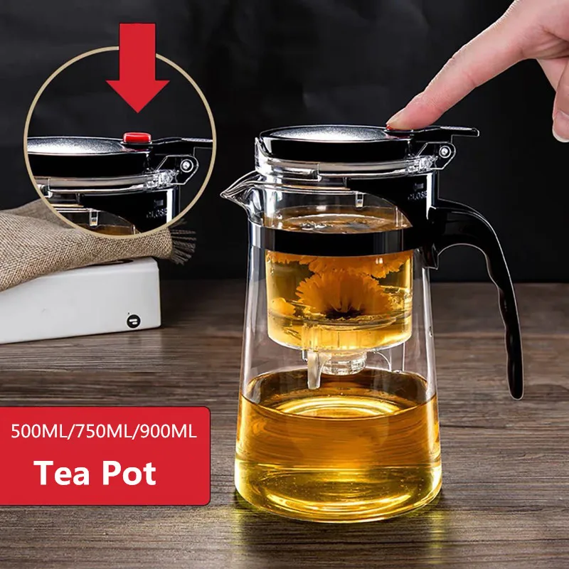 

High Quality Sets Heat Resistant Glass Teapot Chinese Kung Fu Tea Set Puer Kettle Coffee Glass Maker Convenient Office Tea Pot