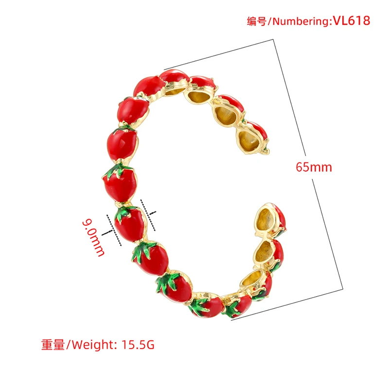 ZHUKOU милый женский открытый регулируемый браслет с красной вишней и клубникой в