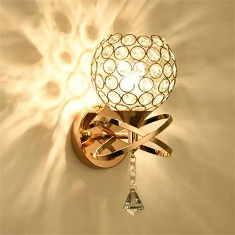 

E27 Wall Lamp Simple And Creative Bedroom Bedside Crystal Lights Wall Sconce Crystal Wall night Light Christmas Decor For Home