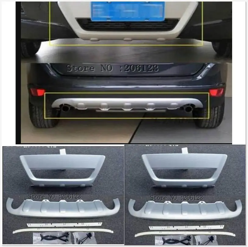 Передний + задний бампер для VOLVO XC60 2009-2013, диффузор, бамперы, защита для губ, защитная пластина, АБС-пластик, хромированная отделка 2PES