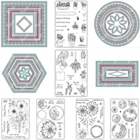 diy circle rectangle squares hexagon cut dies my indoor garden daisy floral buttons clear stamps set make paper card gift decor