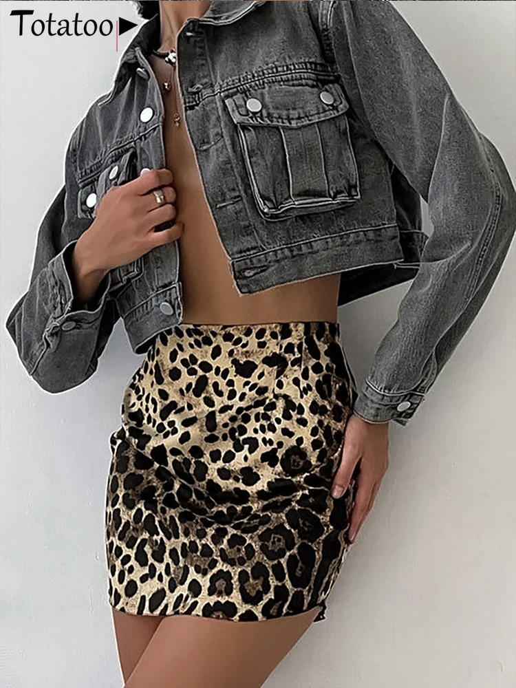 Мини-юбка с леопардовым принтом Totatoop для женщин лето 2024 облегающая юбка высокой