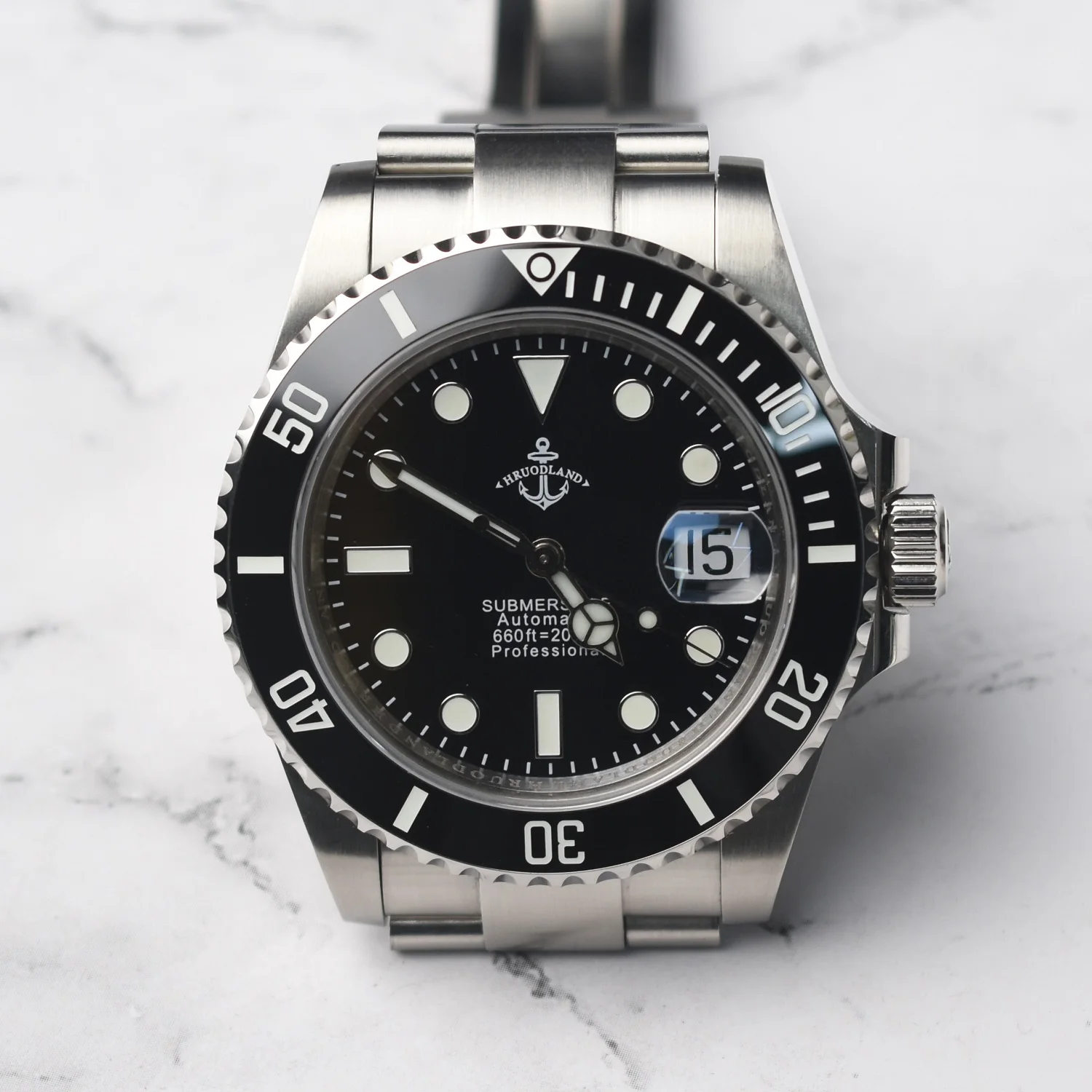 

Hruodland Classic Automatic Dress Mens Watches PT5000 Sapphire Glass Stainless Steel Mechanical Diving Wrist watch for Male Men