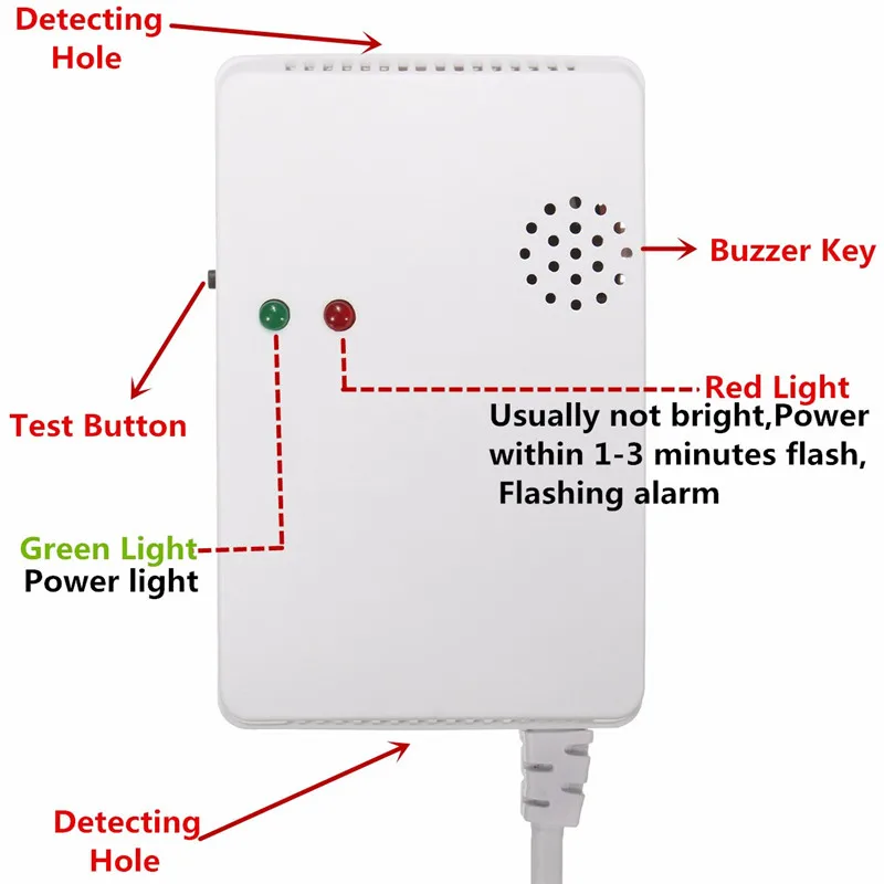 

Smart Home Security Light Flash And 85db Sound Alarm Ck-2008c Natural Gas Leak Detector 220v Ac Us New Lpg Alarm Sensor