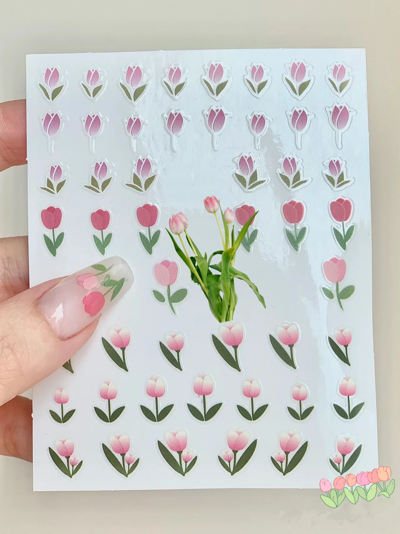 

1pc 3D Tulip Flower Nail Art Sticker Christmas Pink Flowers Designs DIY Back Adhesive Nail Decals Stickers Nail Accessories