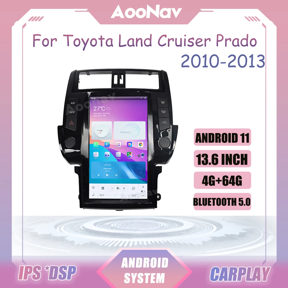 

Автомобильный радиоприемник Tesla на Android для Toyota Land Cruiser Prado 2010, 2011, 2012, 2013, с GPS-Навигатором, аудиоплеером, головным устройством Carplay