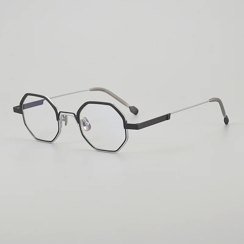 Многоугольная сверхлегкая оправа для очков из чистого титана AEV-D01DBX двухцветная