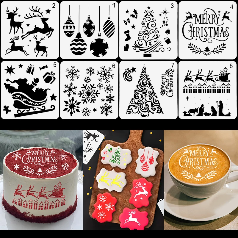 Счастливого Рождества трафареты для распыления печенья кофе олень