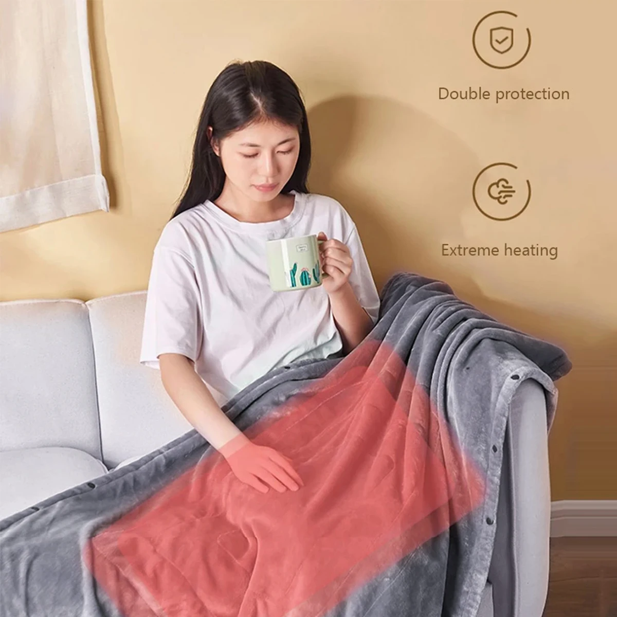 

USB Heated Blanket Soft Flannel Heated Blanket with 3 Heat Levels Fast Heating Warm Blankets for Bed Home Office